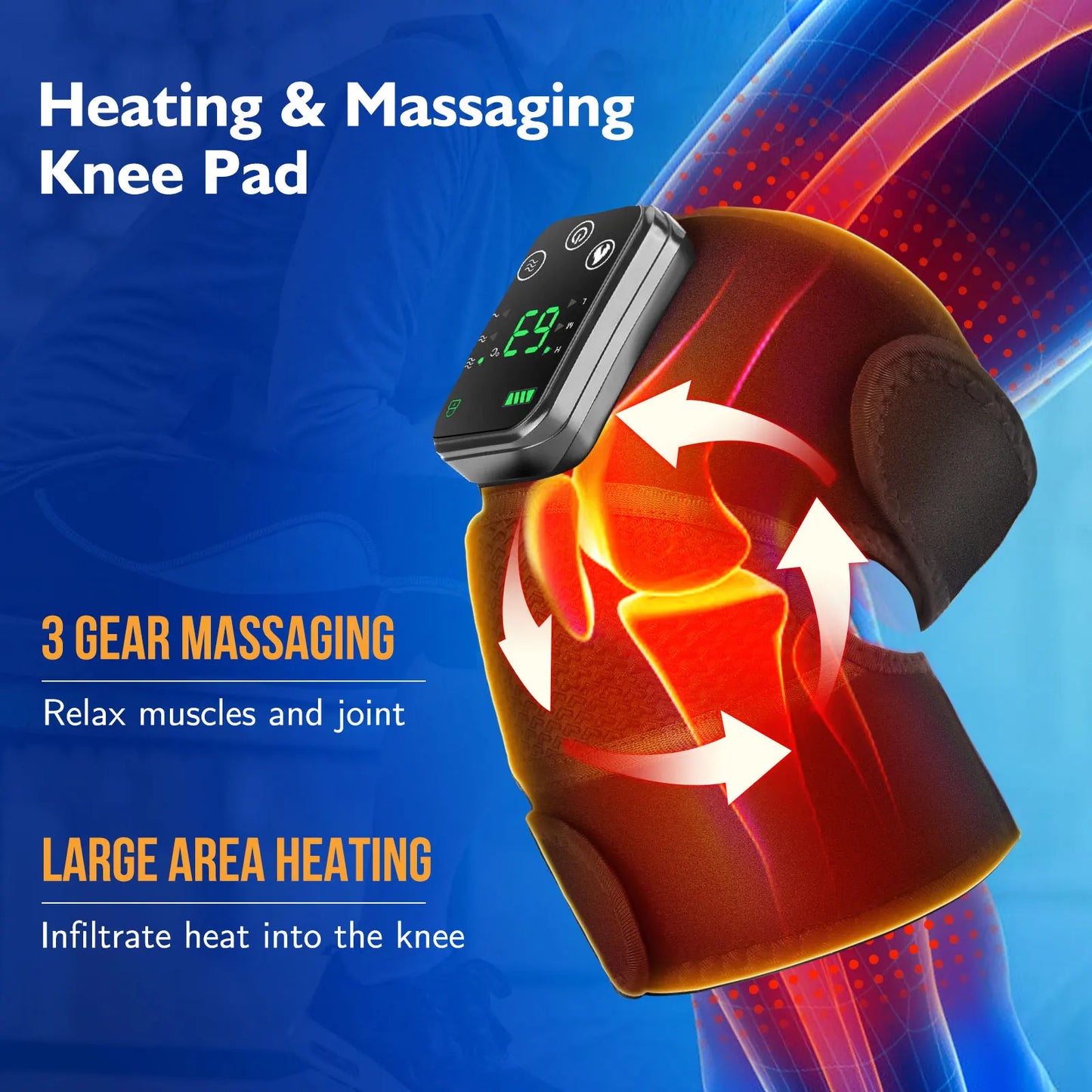 Thermal Knee Massager 3 in 1 Shoulder Knee Elbow Heating Massage Support Brace Rechargeable Vibration Pad Machine Muscle Relax