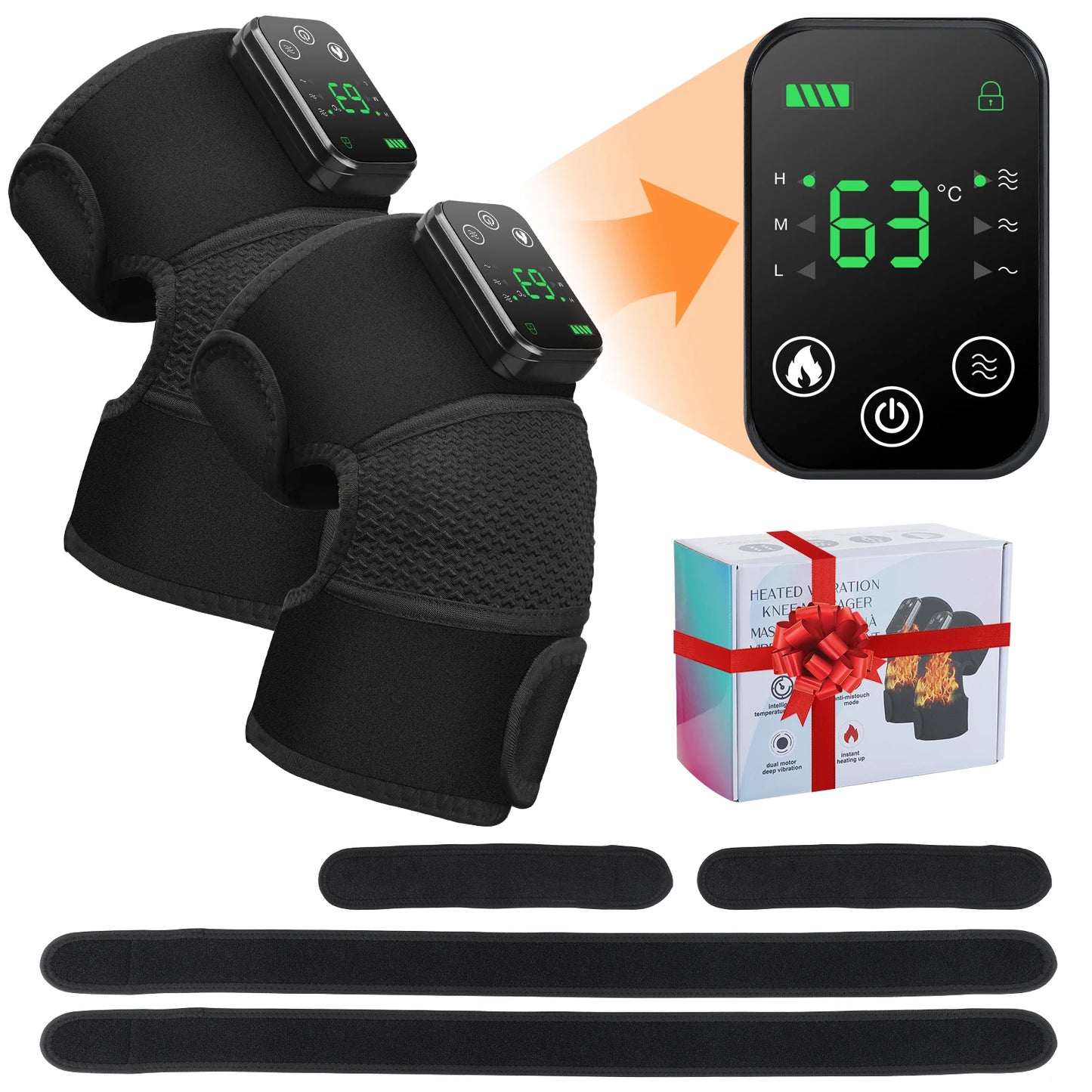 Thermal Knee Massager 3 in 1 Shoulder Knee Elbow Heating Massage Support Brace Rechargeable Vibration Pad Machine Muscle Relax
