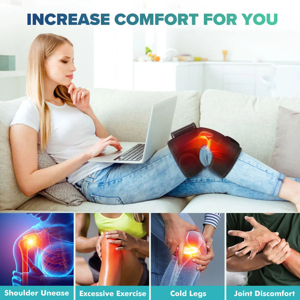Knee Heating Massager Joint Physiotherapy Hot Compress Vibration Massage Elbow Shoulder Support Thermal Knee Pad Relieve Arthrit